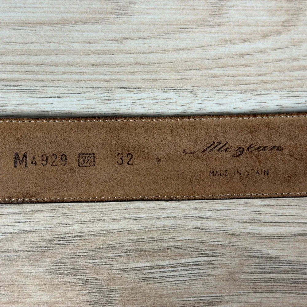 Mezlan Belt Mens 32 Brown Woven Leather Dress Belt Made in Spain M4929